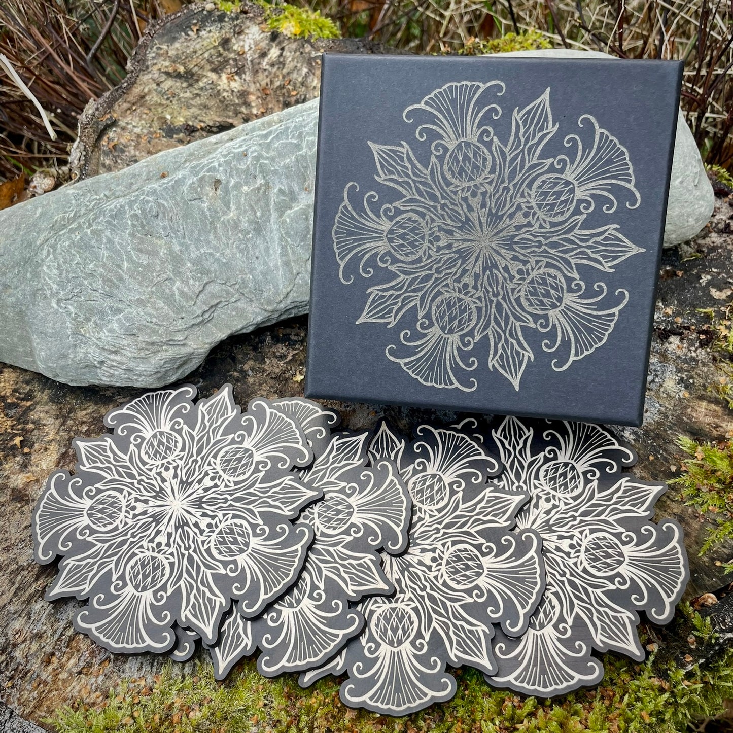 Merry Thistle Mandala Coasters
