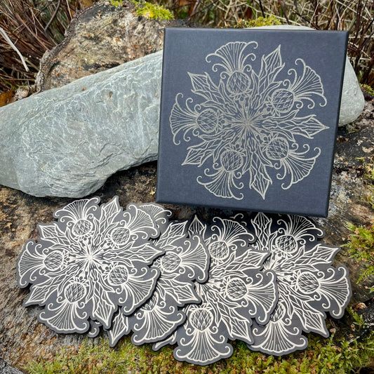 Merry Thistle Mandala Coasters