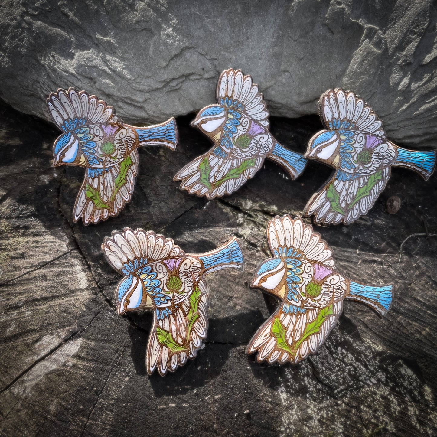 Blue Tit Merry mini pin