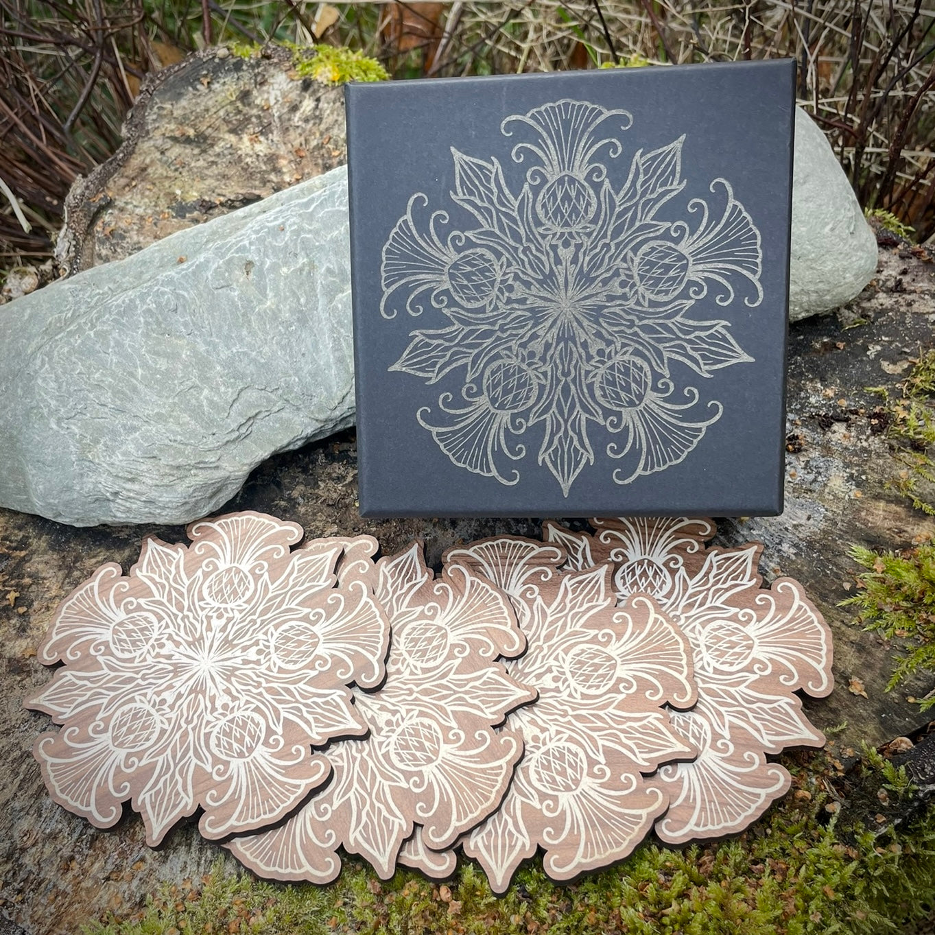 Merry Thistle Mandala Coasters