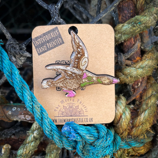 Pink footed goose Merry mini pin